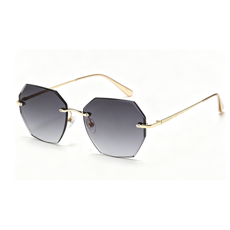 LILISUNLI Rimless Polygon Sunglasses for Women, Cut‑Out Octagon Thin Metal Temple UV400 Retro Y2K Sun Glasses